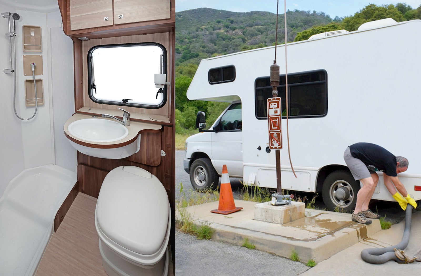 Portable RV/camper toilet and holding tank setup in Parkersburg, West Virginia